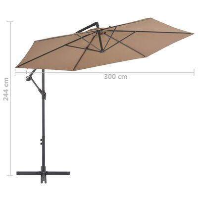 vidaXL Cantilever Umbrella with Aluminum Pole 118.1" Taupe