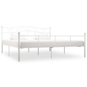 vidaXL Bed Frame White Metal Super King Durable Bed Frame