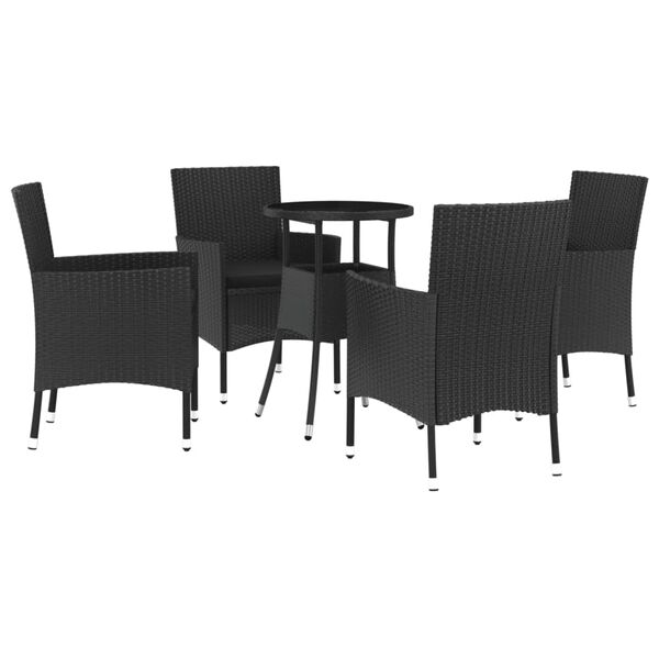 vidaXL Garden Bistro Set Black Poly Rattan Medium Tough