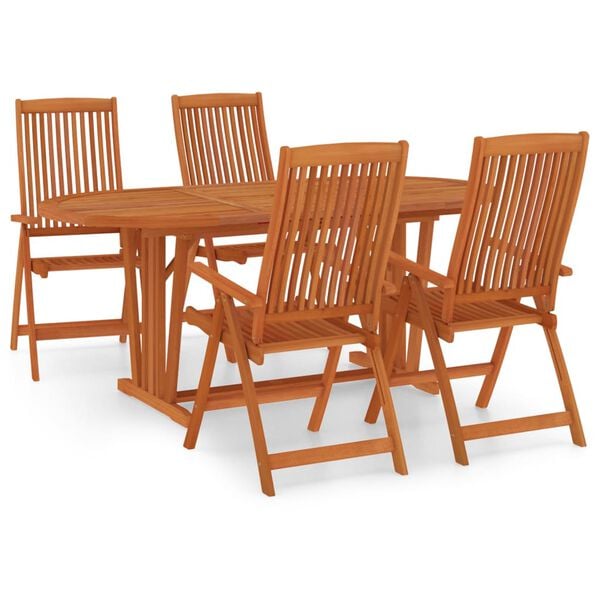 vidaXL Garden Dining Set Reddish-brown Solid eucalyptus wood Extendable