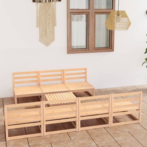 vidaXL Garden Lounge Set Natural Wood Solid pine wood (untreated)