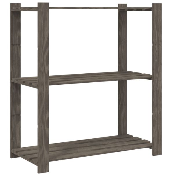 vidaXL 3-Tier Storage Rack Grey 31.5x15.0x35.4" Solid Wood Pine