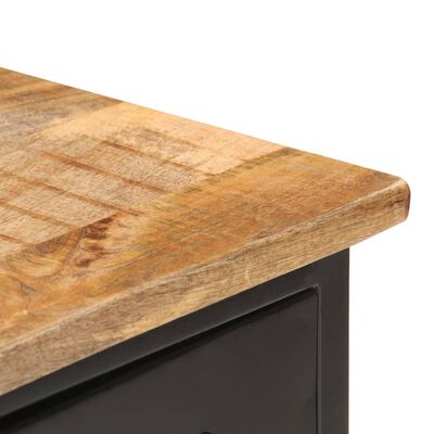 vidaXL Sideboard 43.3"x11.8"x25.6" Solid Rough Mango Wood and Steel