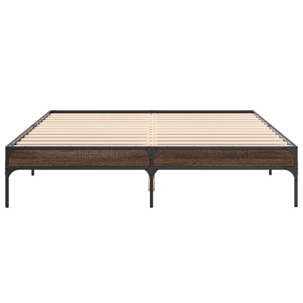 vidaXL Bed Frame Brown Oak Engineered Wood and Metal Double Durable