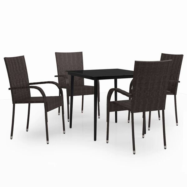 vidaXL Garden Dining Set Brown and Black
