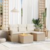 vidaXL Garden Sofa Set Beige PE rattan 5 Piece Foldable