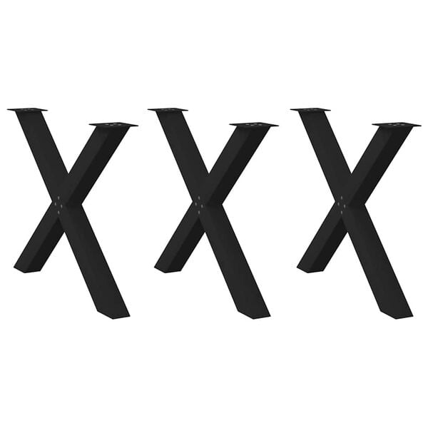 vidaXL Dining Table Leg Set of 3 Black Powder-Coated Steel