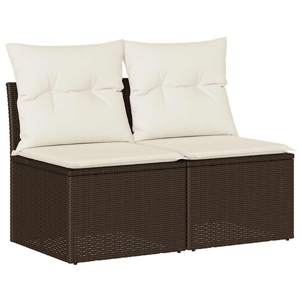 vidaXL Garden Sofa Set Brown, Cream White