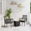 vidaXL Garden Bistro Set 3 pcs Black Poly Rattan