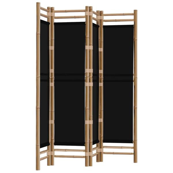 vidaXL Folding 4-Panel Room Divider 63" Bamboo and Canvas