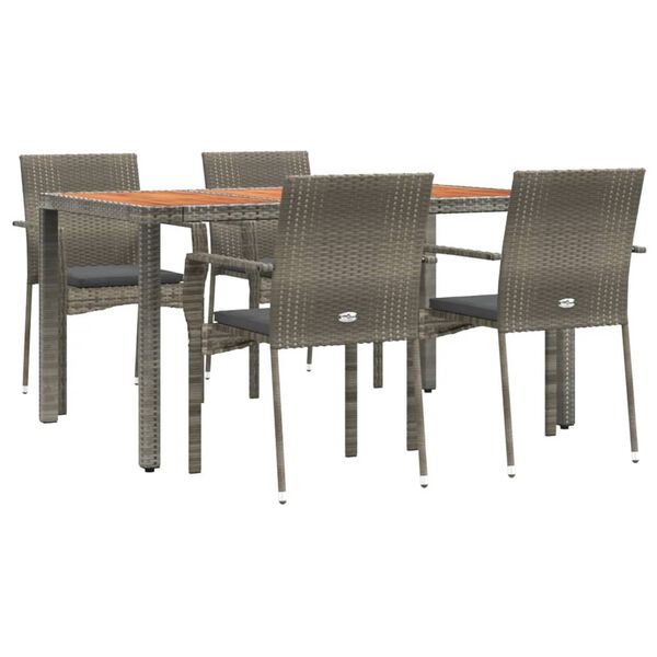 vidaXL Garden Dining Set Grey PE rattan Medium Modular