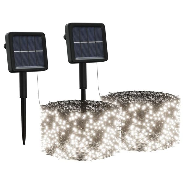 vidaXL Solar Fairy Light Set of 2 Cold white Plastic Standard Solar