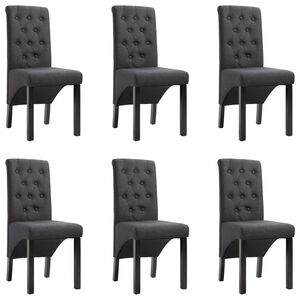 vidaXL Dining Chair Set of 6 Dark Gray Fabric, Rubber wood Standard