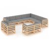 vidaXL Outdoor Lounge Set Natural Pine Solid Pinewood and Polyester