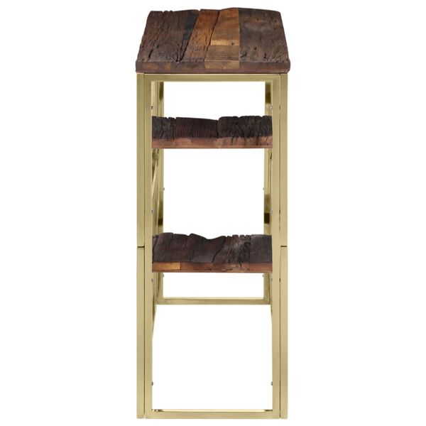 vidaXL Console Table Gold Stainless Steel, Solid Wood Standard Modern
