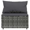 vidaXL Patio Lounge Set Gray PE rattan, powder-coated steel, polyester