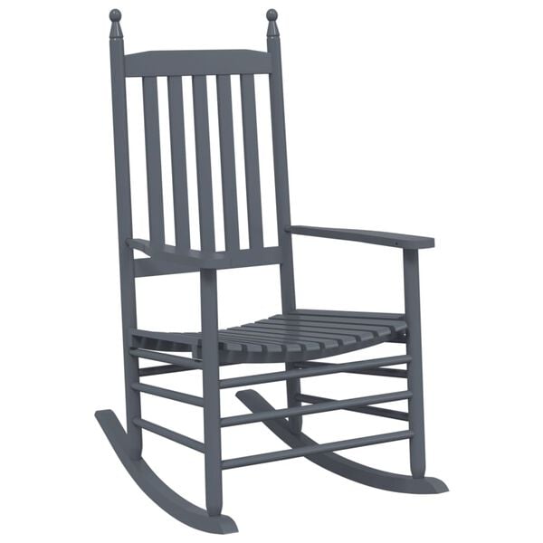 vidaXL Rocking Chair Grey Solid Poplar Wood Standard Durable