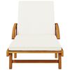 vidaXL Sun Lounger Brown, Cream White Solid Acacia Wood, Polyester