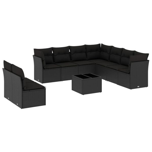 vidaXL Garden Sofa Set Black