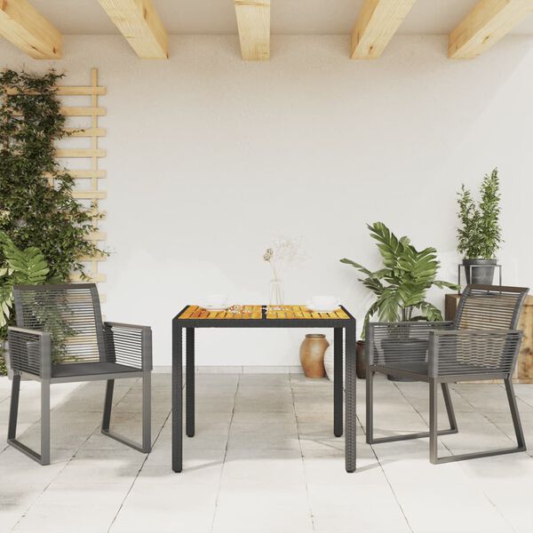 vidaXL Garden Chair Black Poly Rattan, Powder-Coated Steel Standard