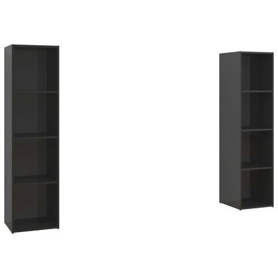 vidaXL TV Cabinets 2 pcs High Gloss Black 56.1"x13.8"x14.4" Engineered Wood