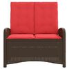 vidaXL Reclining Garden Bench Brown Poly Rattan 2-seater