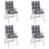 vidaXL Lowback Chair Cushion Set of 4 Gray Check Pattern