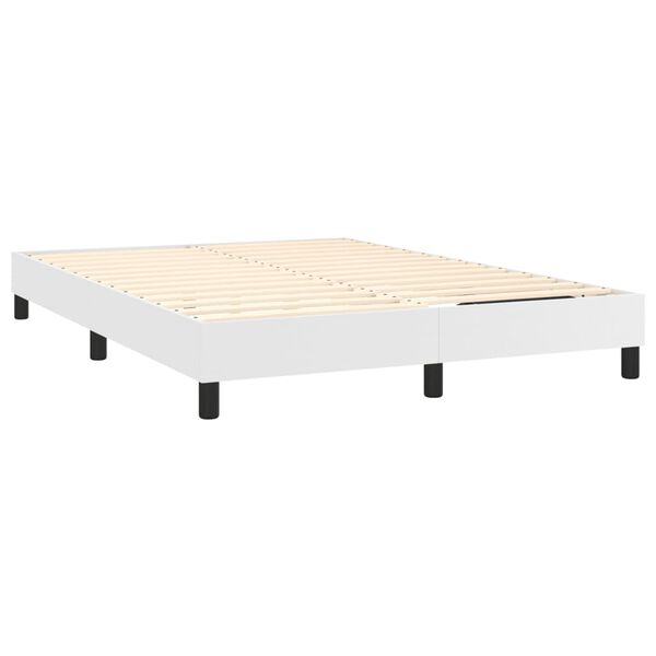 vidaXL Bed Frame White Faux leather, plywood, engineered wood Queen