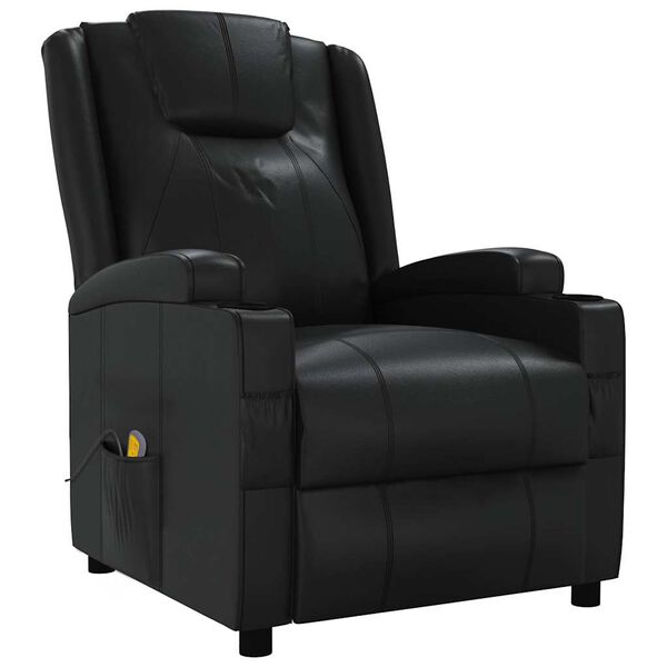 vidaXL Massage Reclining Chair Black Faux Leather