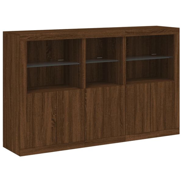 vidaXL Sideboard Brown Oak Engineered wood, Glass Large Sideboard