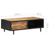 vidaXL Coffee Table Brown Rough Mango Wood, Powder-Coated Steel