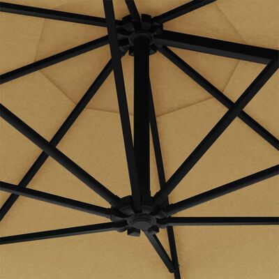 vidaXL Wall-mounted Parasol with LEDs and Metal Pole 118.1" Taupe