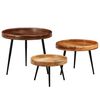 vidaXL Table Set 3 Pieces Solid Mango Wood and Steel