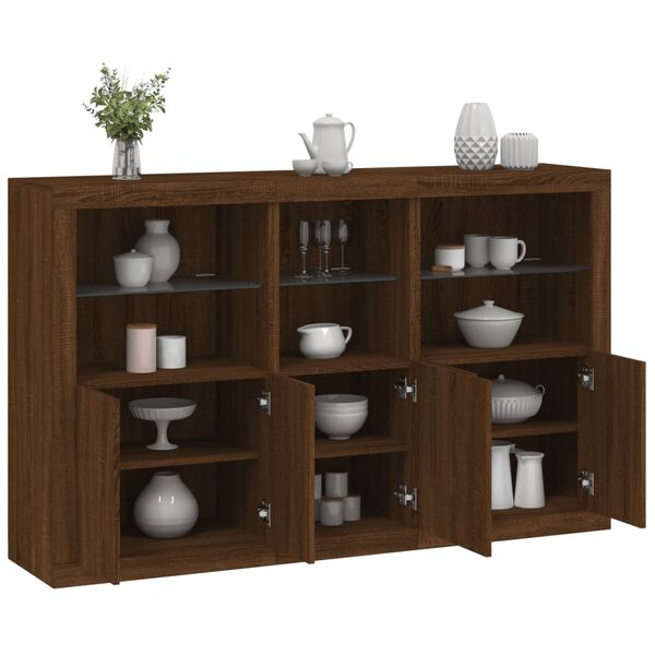 vidaXL Sideboard Brown Oak Engineered wood, Glass Large Sideboard