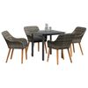 vidaXL Garden Dining Set with Cushion 5 pcs Grey Poly Rattan
