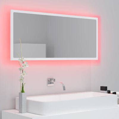 vidaXL LED Bathroom Mirror White 39.4"x3.3"x14.6" Acrylic
