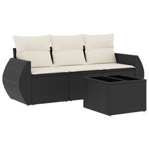 vidaXL Garden Sofa Set Black, Cream White