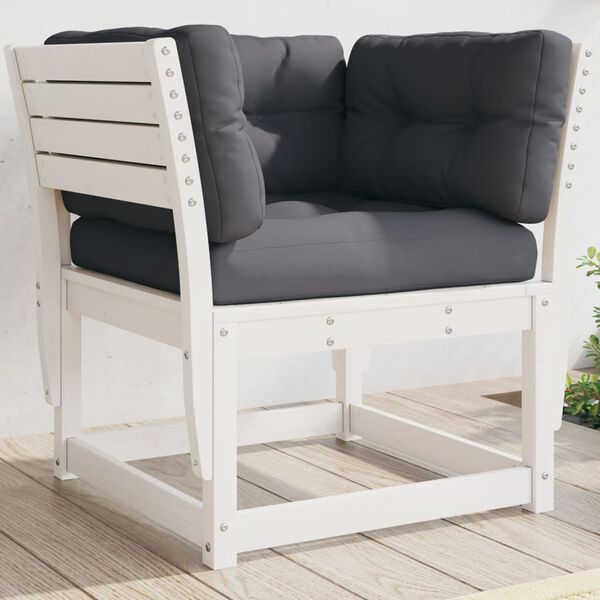 vidaXL Garden Sofa White, Anthracite Solid pine wood, Polyester Medium