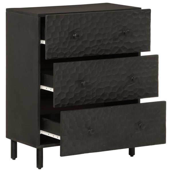 vidaXL Side Cabinet Set of 2 Black Solid mango wood, engineered wood, iron