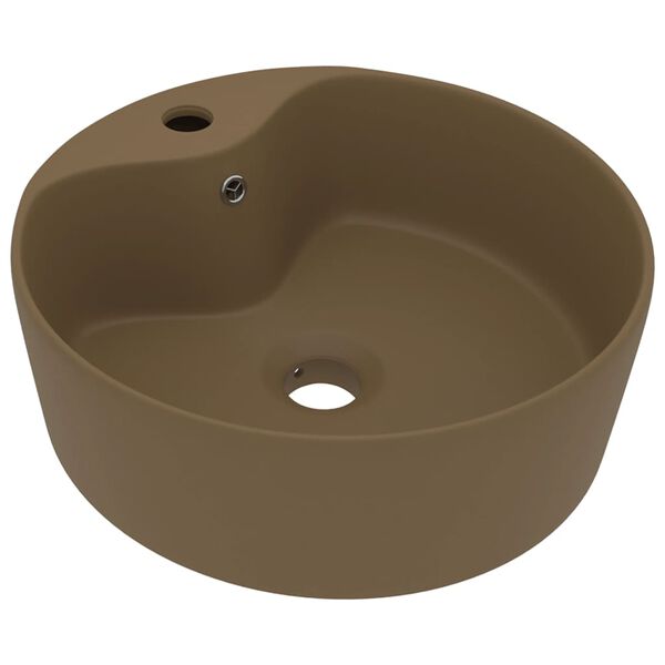 vidaXL Luxury Wash Basin with Overflow Matt Cream 14.2x5.1" Ceramic
