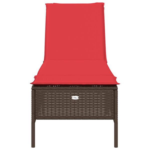 vidaXL Patio Sun Lounger Brown, Red PE rattan, powder-coated steel