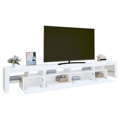 vidaXL TV Stand with LED Lights White 102.4"x14.4"x15.7"