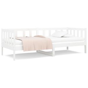 vidaXL Day Bed White Solid pine wood 31.5x79 in Convertible Day Bed
