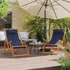 vidaXL Folding Beach Chair Set of 2 Blue Solid eucalyptus wood Medium