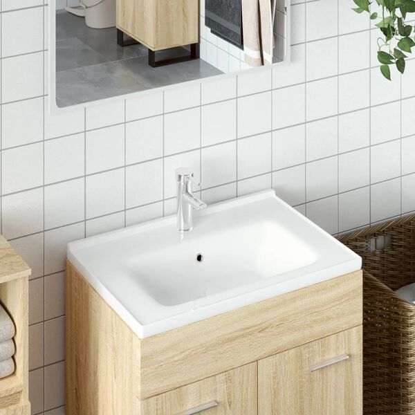 vidaXL Bathroom Sink White 24.0x18.9x7.7" Rectangular Ceramic