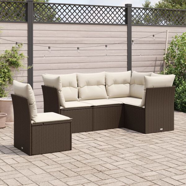 vidaXL Garden Sofa Set Brown and Cream White