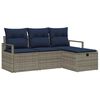 vidaXL Sofa Set with Cushion Manual 4 pcs Grey and Navy Poly Rattan