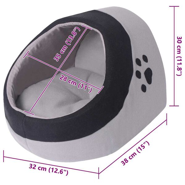 vidaXL Cat Bed Grey and Black Polyester fleece L Cat Bed Cubic