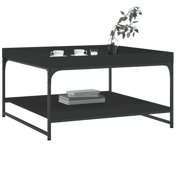vidaXL Coffee Table Black Engineered wood, iron 31.5x31.5x17.7 in