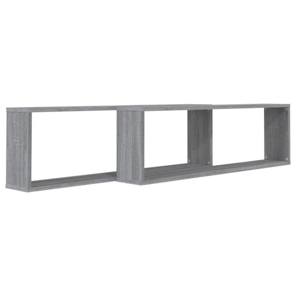 vidaXL Wall Cube Shelf Set of 2 Grey sonoma Engineered wood